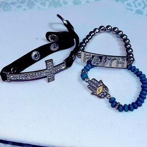 Bracelet set cross faith and hasma hand